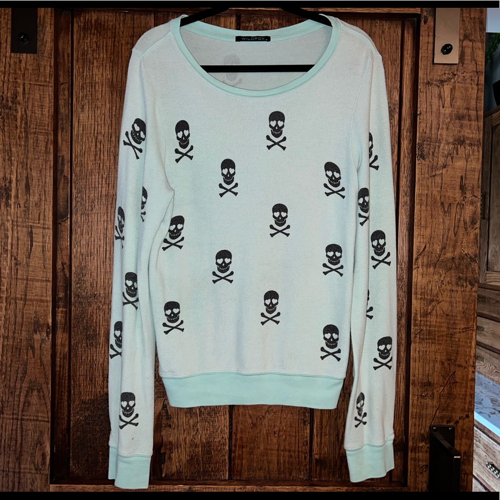 Wildfox Outlaw’s Daughter Baggy Beach Jumper In Pale Mint Blue/Green Size Medium